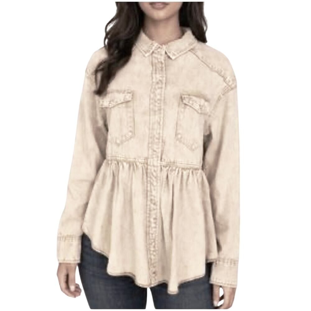 143 STORY Women’s Boho Western Style Snap Front Babydoll Shacket 2X